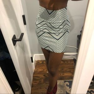 White Skirt W/ Green & Black Design